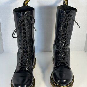 Dr Martens Black Leather Tall Boots L-9. M-8
